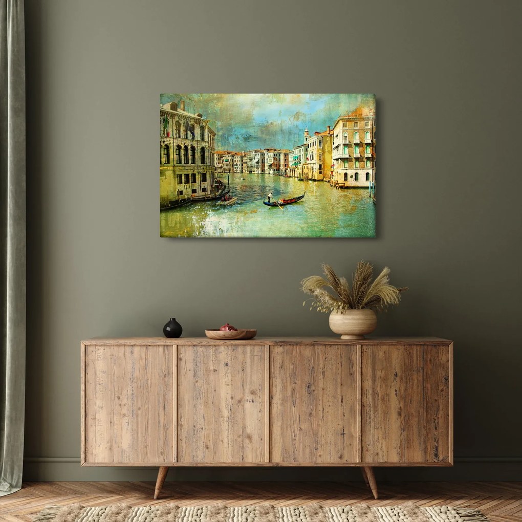 Tablou - Canalul de la Veneția și gondole (90x60 cm)