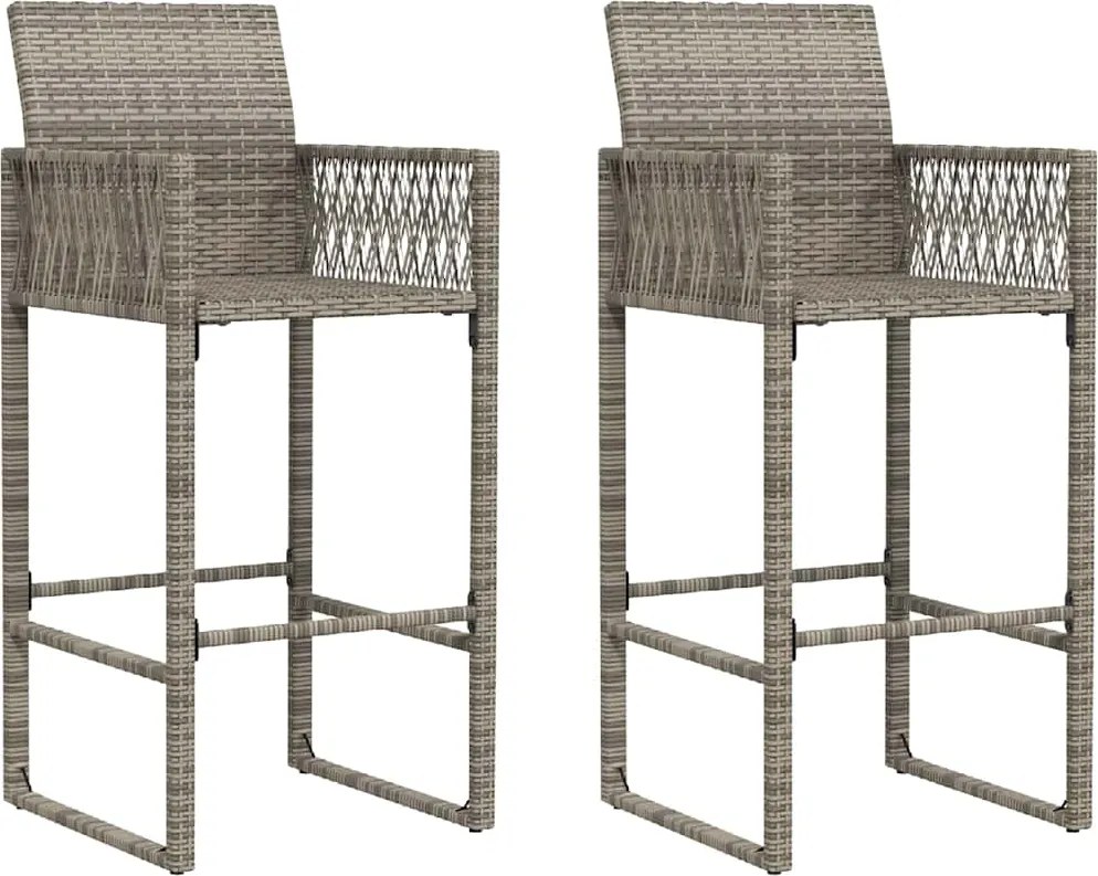 vidaXL Scaune de bar, 2 buc., gri, poliratan