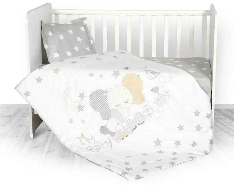 Lorelli - Set lenjerie pat 4 piese, bumbac ranforce, Grey Elephant