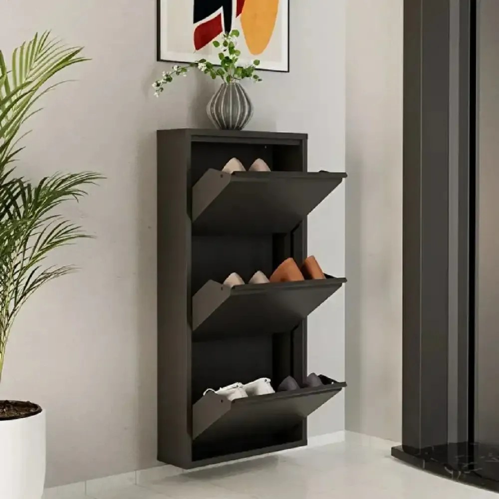 Pantofar 3 usi,din metal,culoare antracit