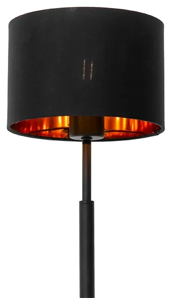 Lampa de masă modernă cu abajur din stofă negru cu auriu - VT 1