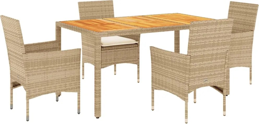 vidaXL Set mobilier grădină cu perne 5 piese bej poliratan/lemn acacia