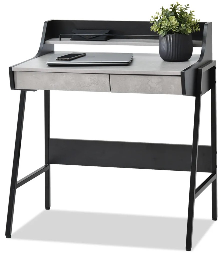 Masă PC Borge (beton + negru). Promo -17%. 1109733