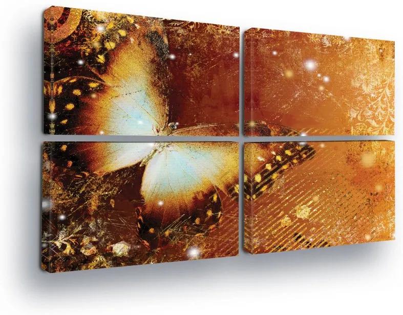 GLIX Tablou - Butterfly in Golden Tones 4 x 60x40 cm