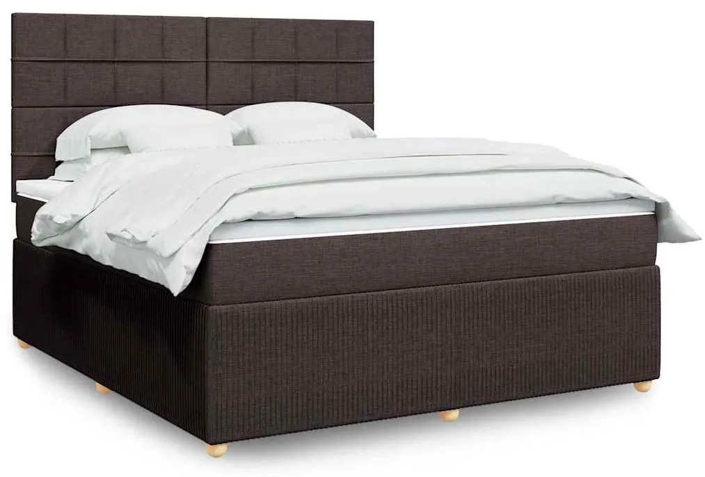 vidaXL Pat continental cu saltea maro închis 180x200cm material textil
