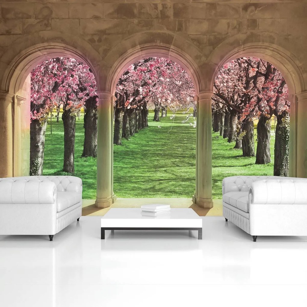 Fototapet - Peisaj cu flori (152,5x104 cm)