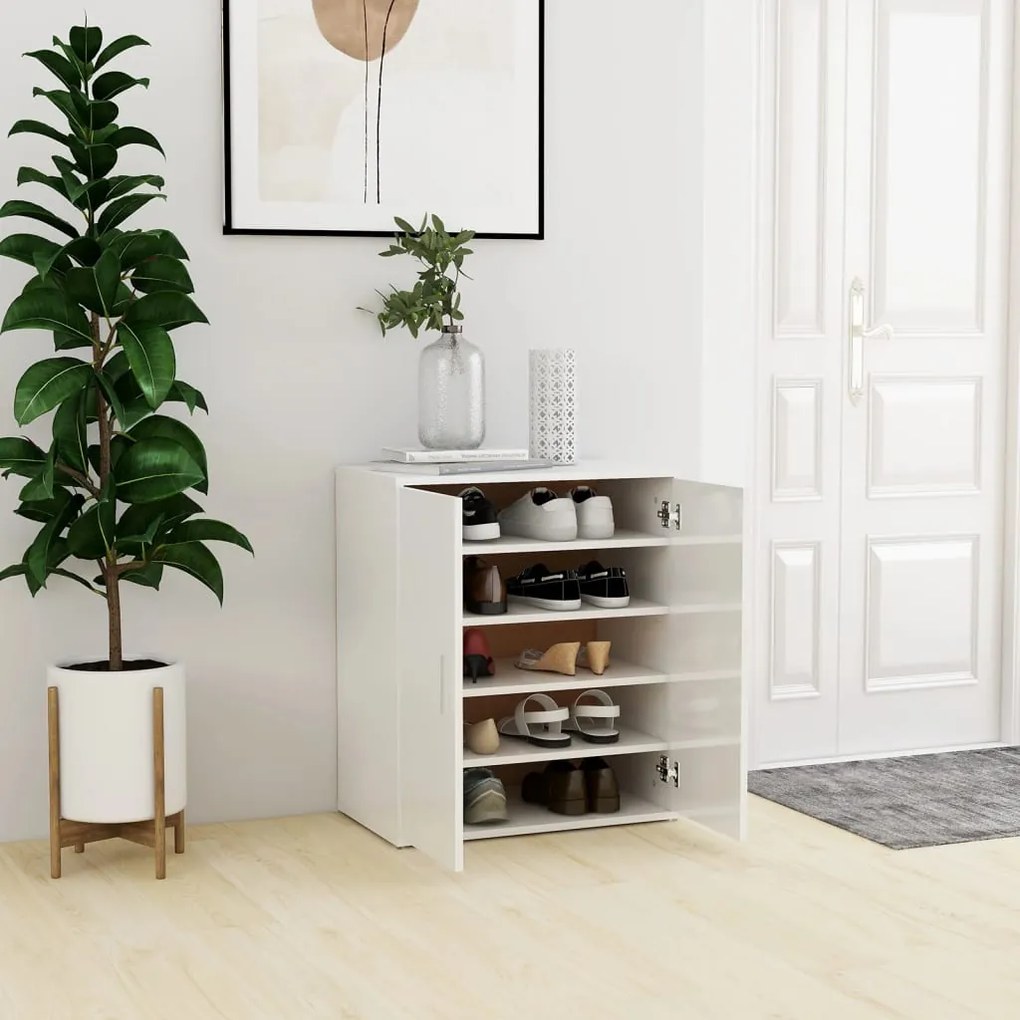 vidaXL Pantofar, alb extralucios, 60x35x70 cm, PAL