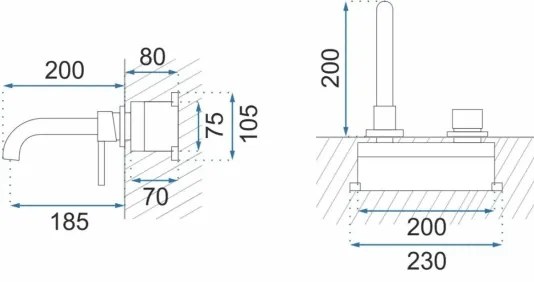 Baterie pentru lavoar LUNGO, montaj încastrat, auriu periat - REA-B4109