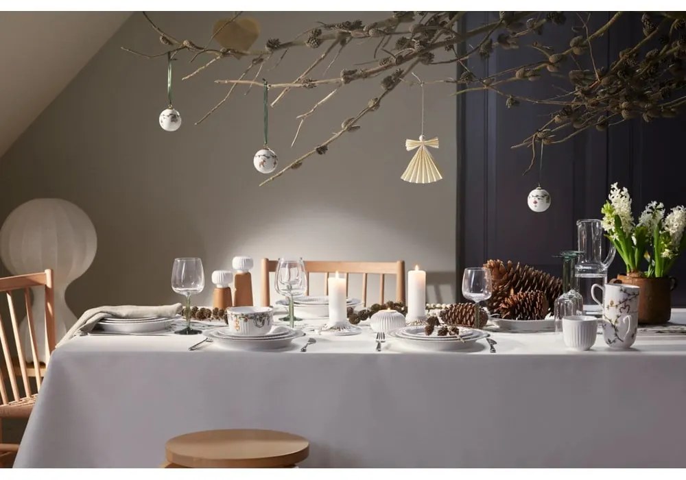 Râșniță pentru condimente din lemn de stejar cu detalii din porțelan alb Kähler Design Hammershoi, înălțime 17,5 cm