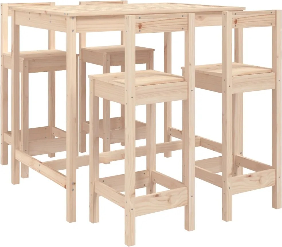 vidaXL Set mobilier de bar pentru grădină, 5 piese, lemn masiv de pin