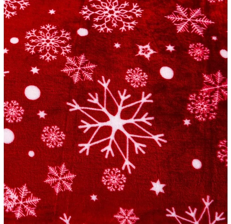 2x Patura rosie microplus de Craciun SNOWFALL 150x200 cm