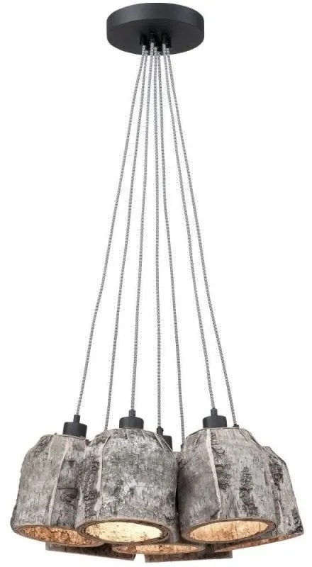 Lustra cu 7 pendule design rustic din lemn ASPEN ASPEN24/H7/N