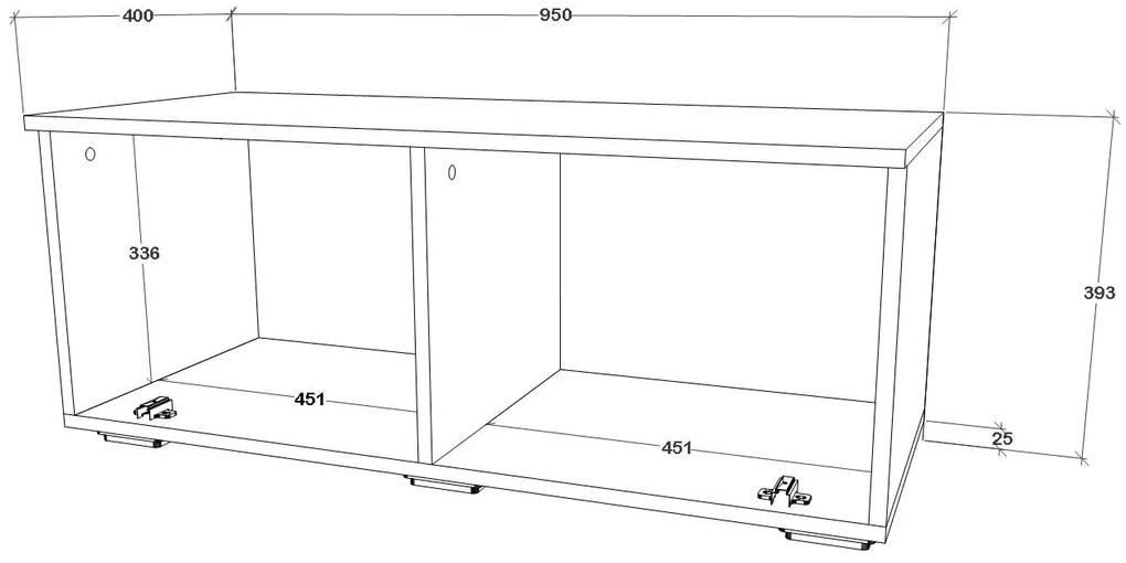 Comoda haaus Kos, O Usa, Negru/Alb Lucios, MDF, 95 x 40 x 39 cm