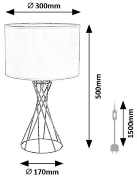 Veioza/Lampa de masa metal auriu abajur alb Nivra