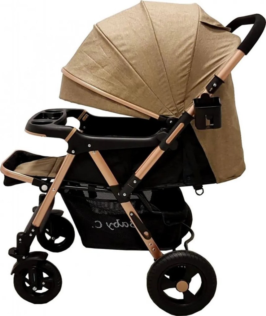 Carucior nou nascuti 2 in 1 BABY CARE™ PRO 511, Cadru aluminiu, Maner reversibil, Spatar reglabil in 5 trepte, Amortizoare, Plasa insecte, Frana
