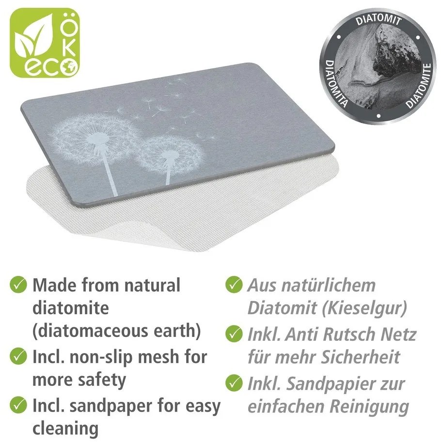 Covoraș de baie gri din diatomit 39x60 cm Astera – Wenko