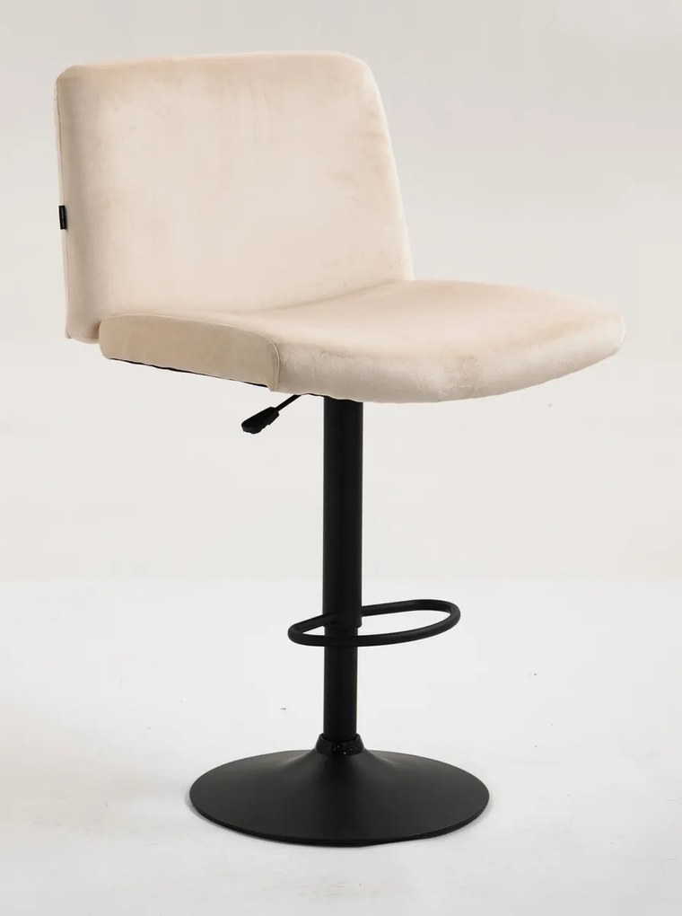 HR150W Scaun Crem din Catifea cu Bază Neagră