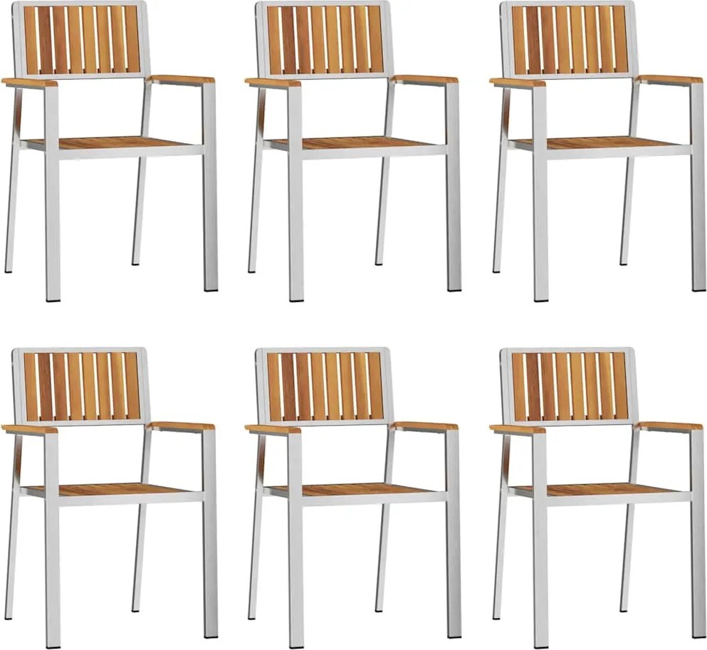 vidaXL Scaun pentru Grădină 6 pcs Maro Lemn Solid de Acacia