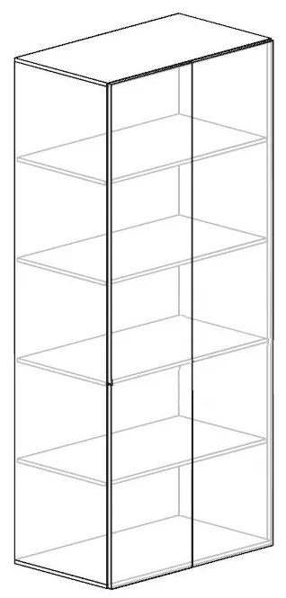 Dulap înalt cu uși glisante ProOffice 80 x 45 x 178 cm, fag