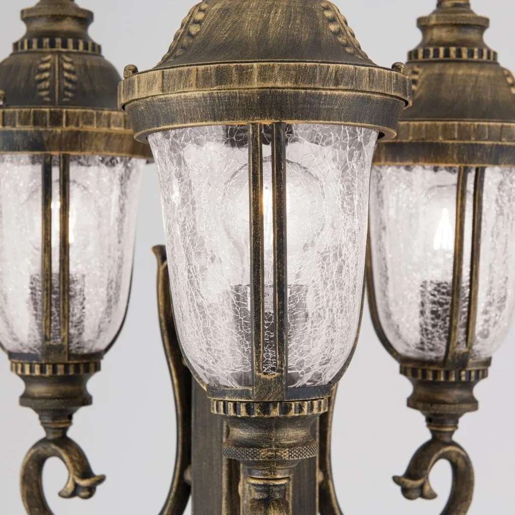 Stalp iluminat exterior cu 3 brate IP23 H112cm August AL 11-1123/3 Patina OR