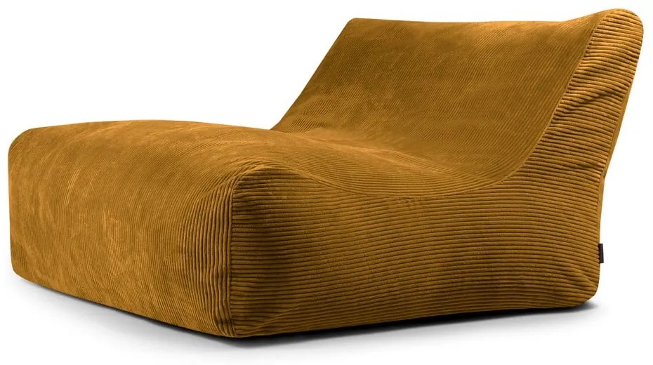 Fotoliu bean bag galben muștar cu tapițerie din catifea reiată Sofa Lounge – SLOWDOWN
