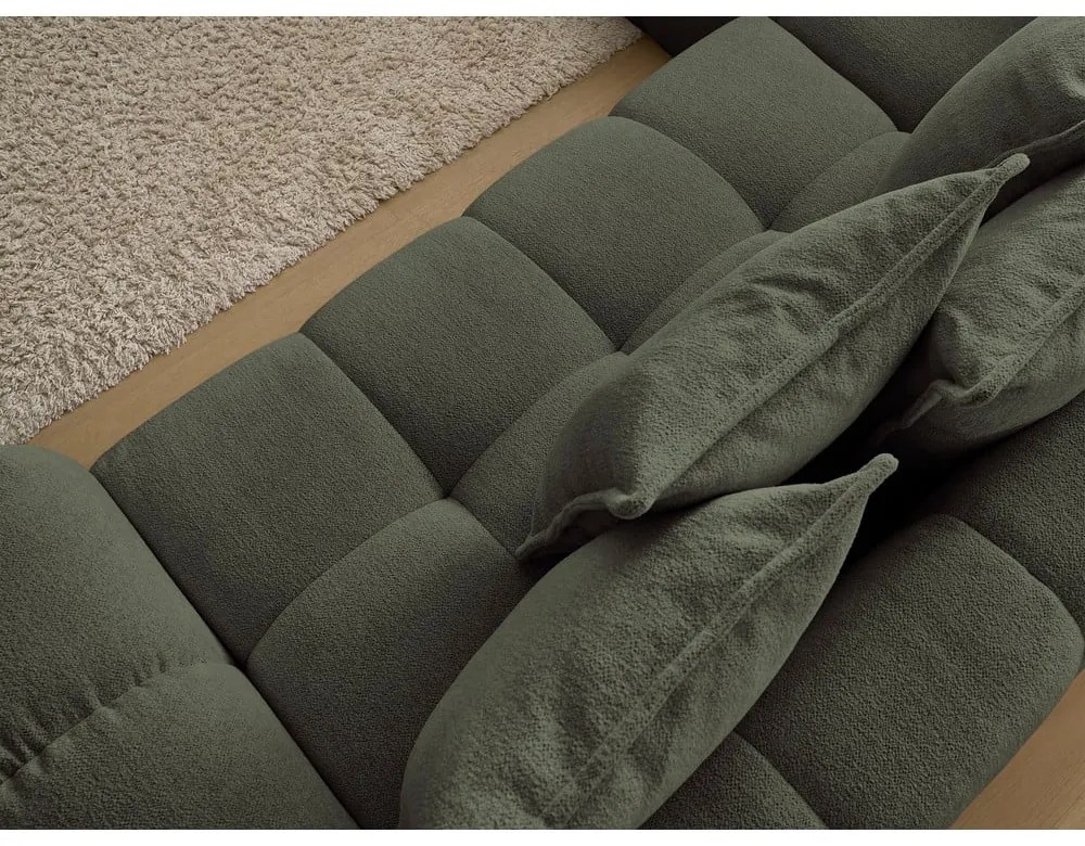 Colțar verde extensibil/cu spațiu de depozitare cu tapițerie din chenille (cu colț pe partea stângă/în formă de ”L”) Everest – Bobochic Paris