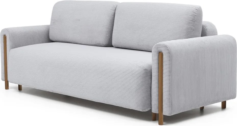 Canapea gri extensibilă/cu spațiu de depozitare cu tapițerie din catifea reiată 244 cm Arcadova – ELTAP