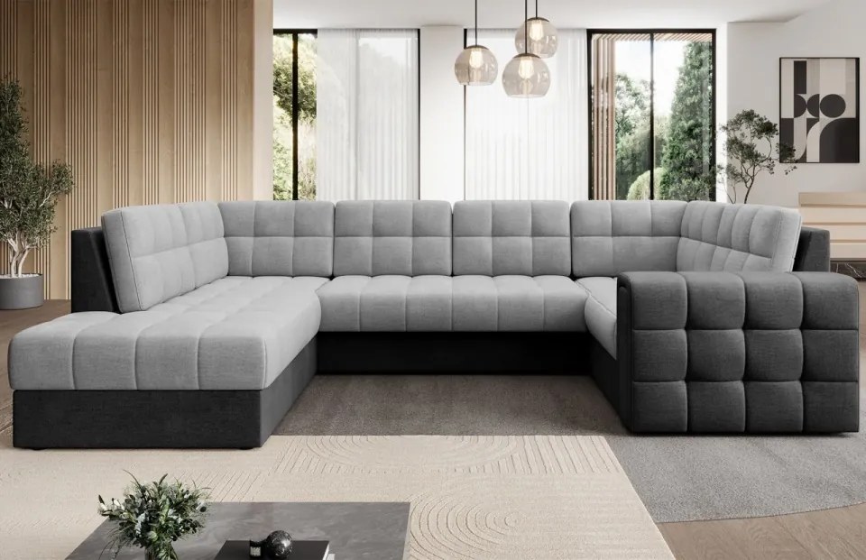Coltar extensibil cu spatiu oentru depozitare, 299x198x82 cm, Blewett L, Eltap (Culoare: Gri deschis / Monolith 85)