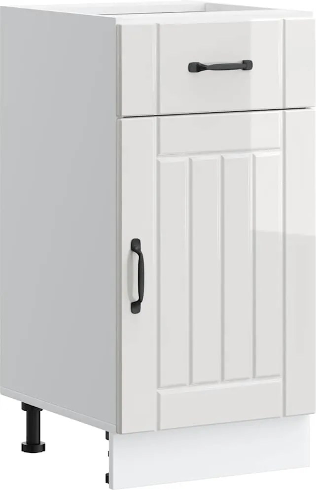 vidaXL Dulap de bază de bucătărie „Lucca” lemn prelucrat alb lucios