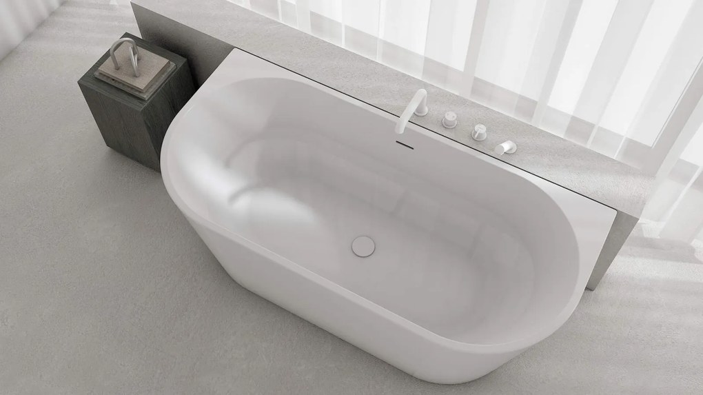 Baterie pentru cada, alb mat, cu 4 orificii, set dus inclus, Deante Silia Alb
