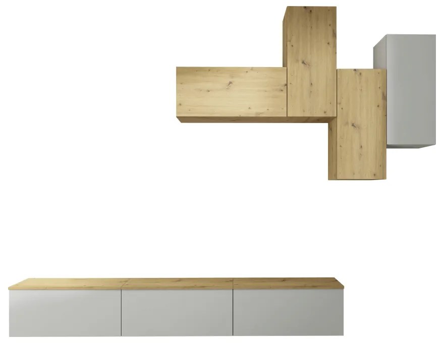 Mobilier living, gri deschis/stejar artisan, OTEN