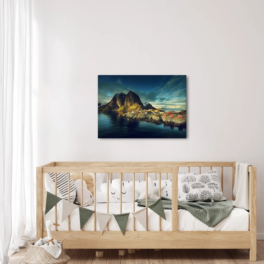 Tablou cu sat de pescari din Norvegia (70x50 cm)