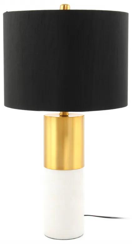 Lampa decorativa din tesatura/metal/marmura Orbit neagra /bronze/alba, un bec