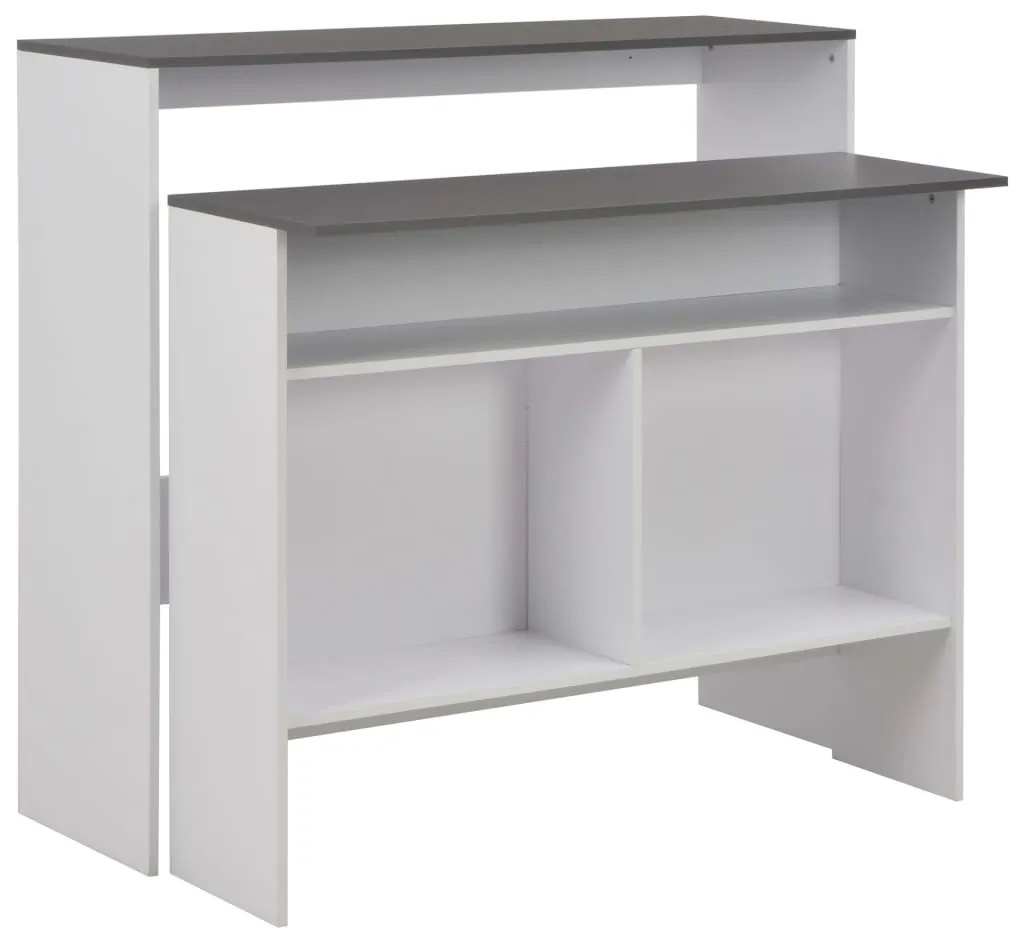vidaXL Masă de bar cu 2 blaturi, alb și gri, 130x40x120 cm