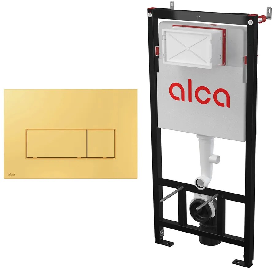 Set rezervor WC cu cadru incastrat Alca AM101/1120 si clapeta de actionare M575 auriu