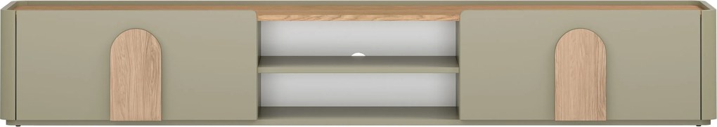 Comodă TV cu sertar Amilio 220 cm - eucalipt / stejar baltic dune / mânere stejar natural