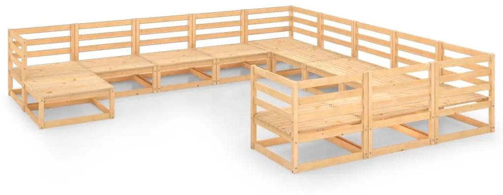 3076054 vidaXL Set mobilier de grădină, 12 piese, lemn masiv de pin