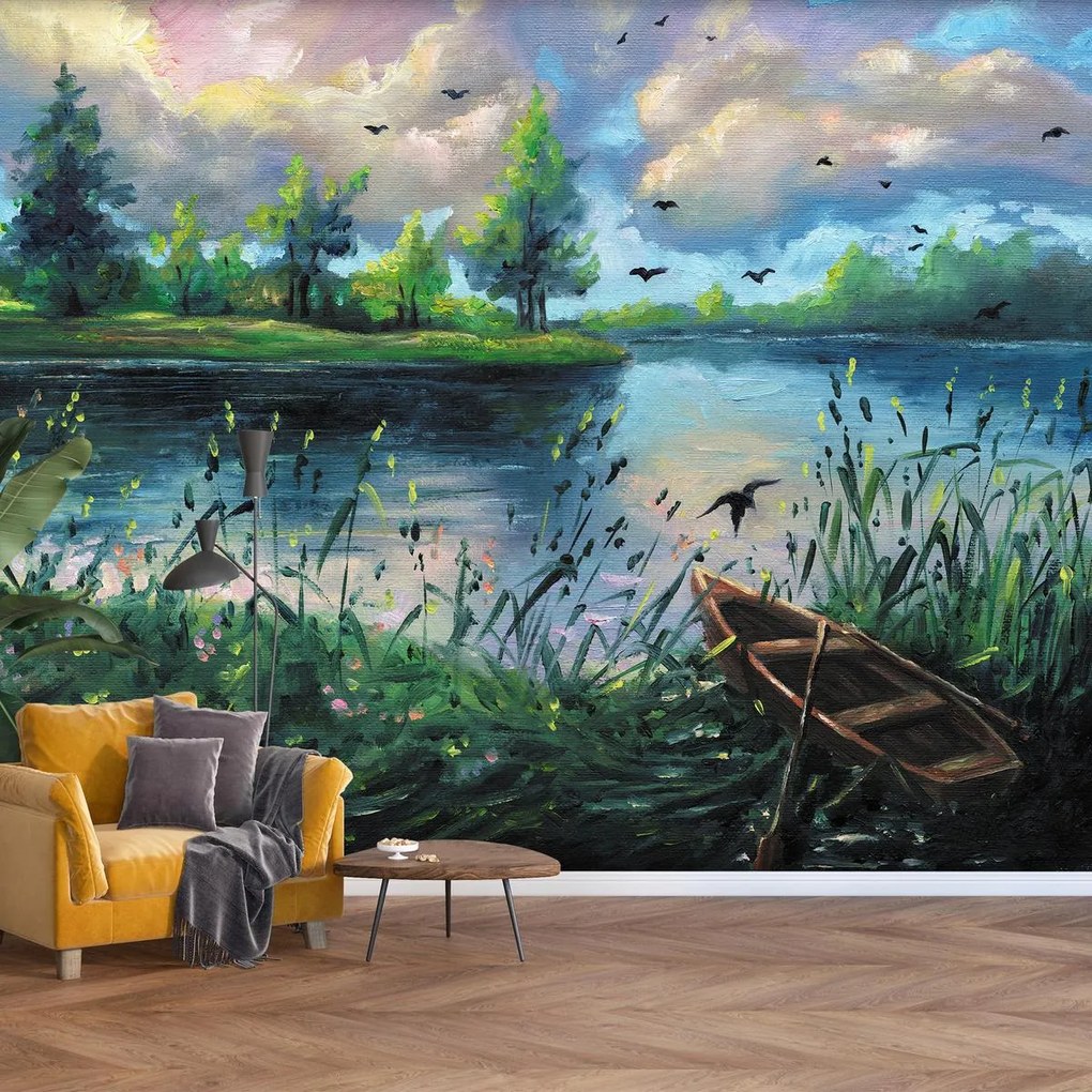 Fototapet - Pictur în ulei, Seara de vară pe malul lacului (147x102 cm)