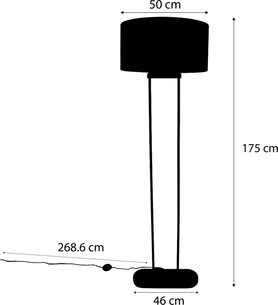 Lampă de podea bej cu abajur oval verde și interior auriu 50cm - Thijmen
