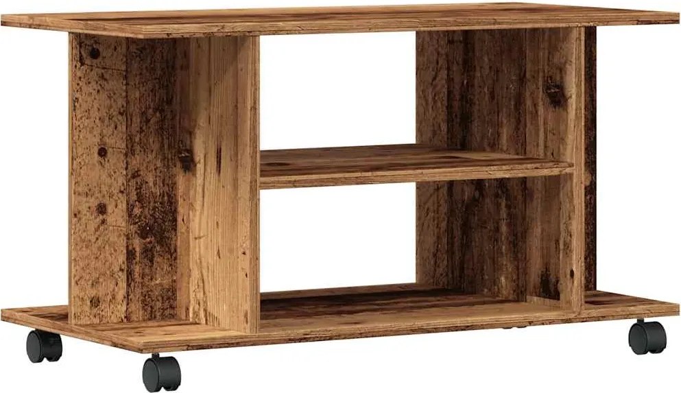 vidaXL Dulap TV cu roți, lemn vechi, 80x40x45 cm, lemn prelucrat