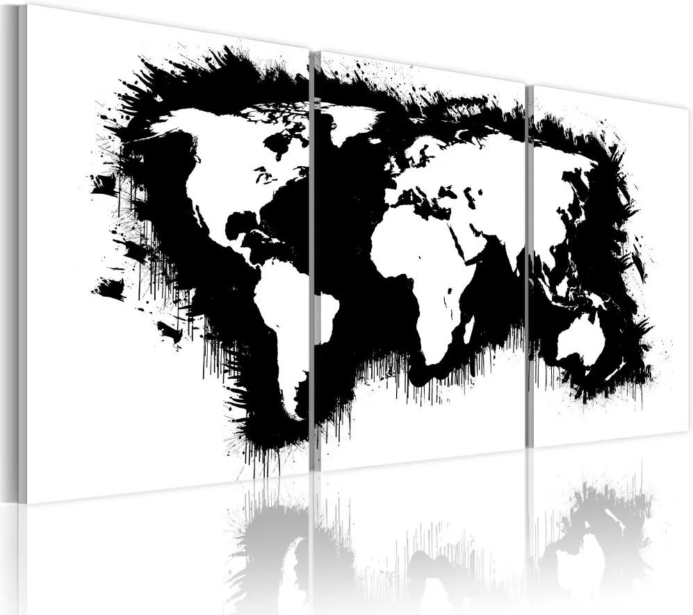 Tablou Bimago - The World map in black-and-white 60x30