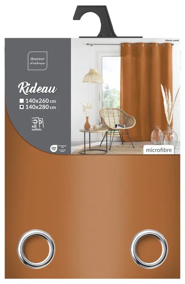 Draperie maro din microfibră 140x280 cm Absolu – douceur d'intérieur