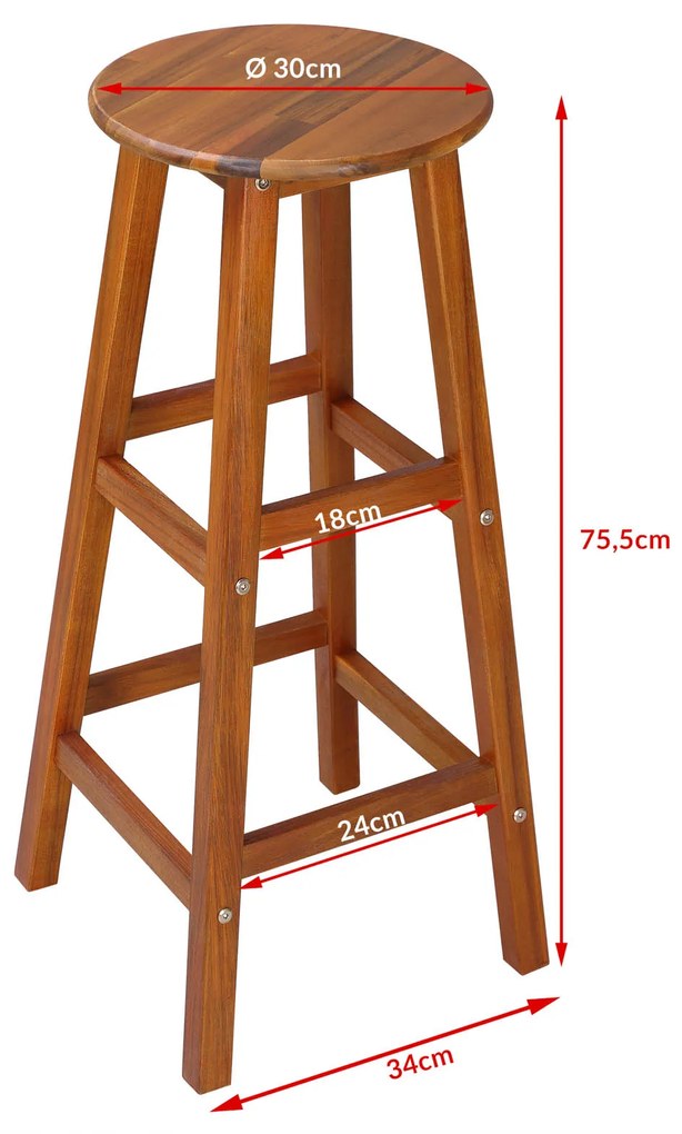 Scaune de bar OSLO, 2 buc., 34x76cm, maro natural Casaria