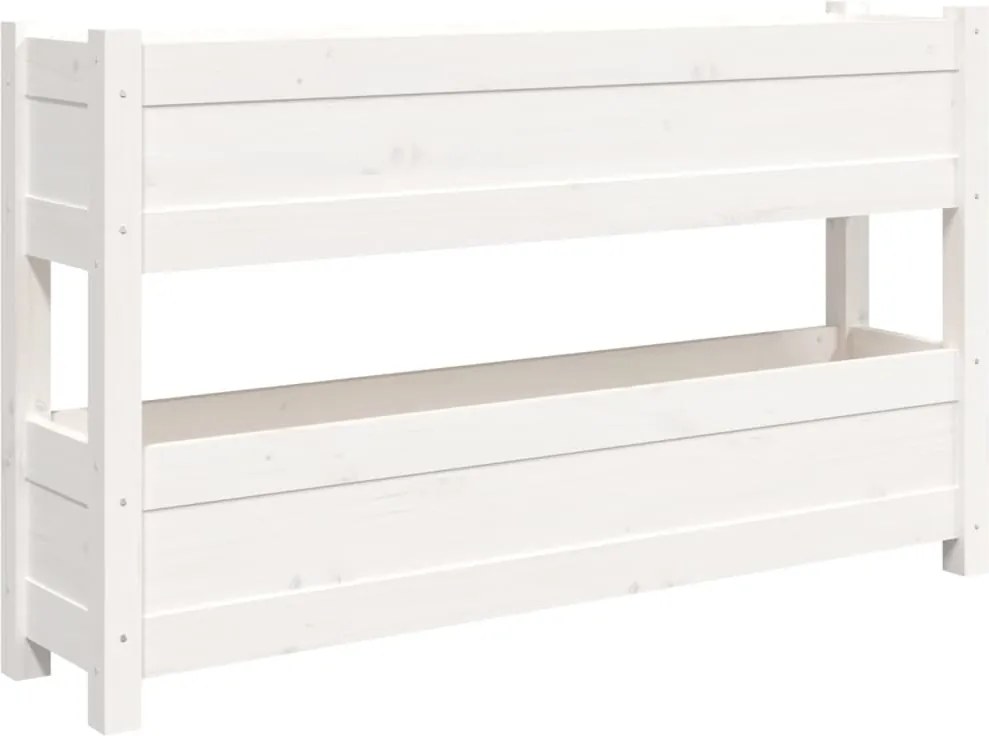 vidaXL Jardinieră, alb, 112x25x66 cm, lemn masiv de pin