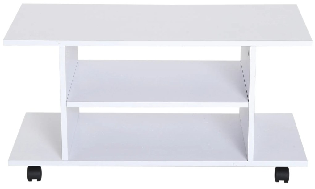 HomCom, comoda TV din lemn cu roti, 80x40x40cm, alb | Aosom Ro