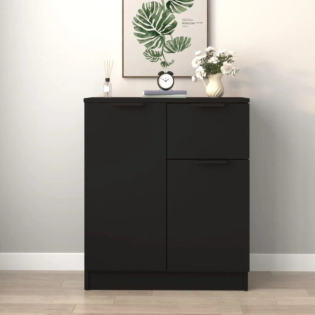 811107 vidaXL Servantă, negru, 60x30x70 cm, lemn prelucrat