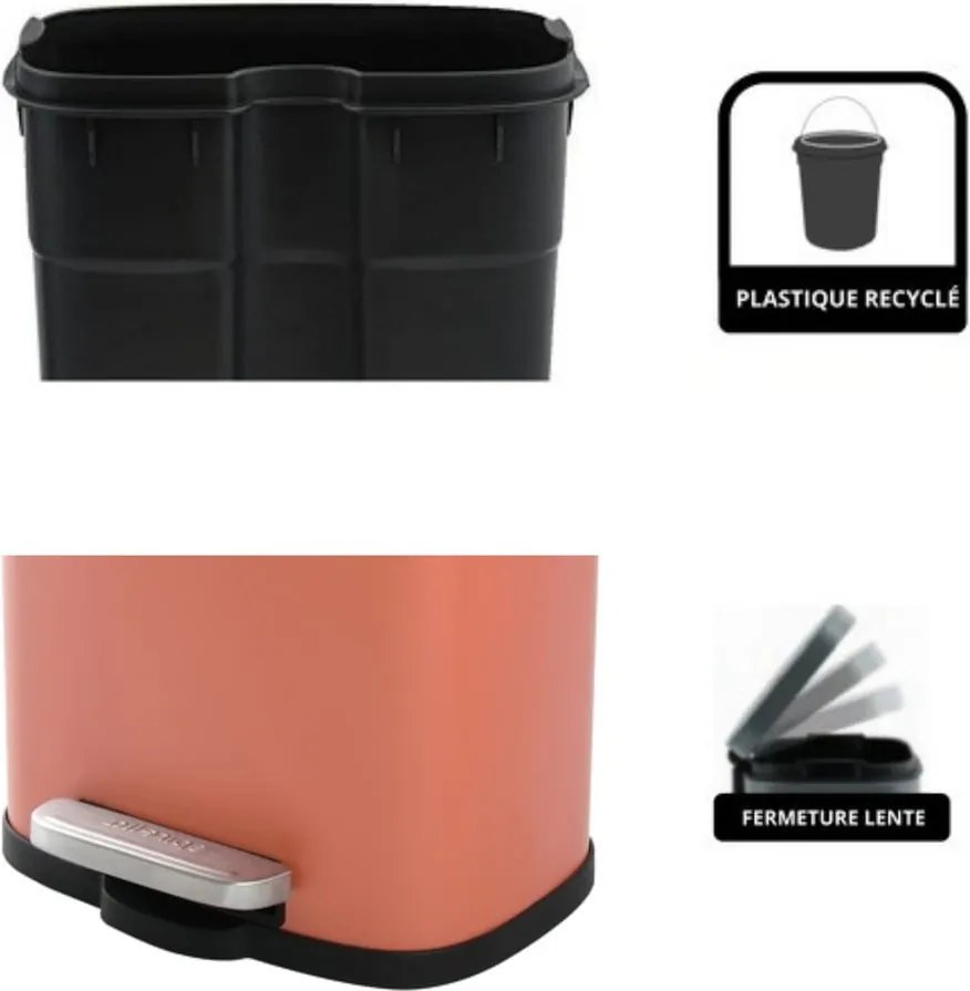 Coș de gunoi teracotă cu pedală din oțel 5 l Akira – Spirella