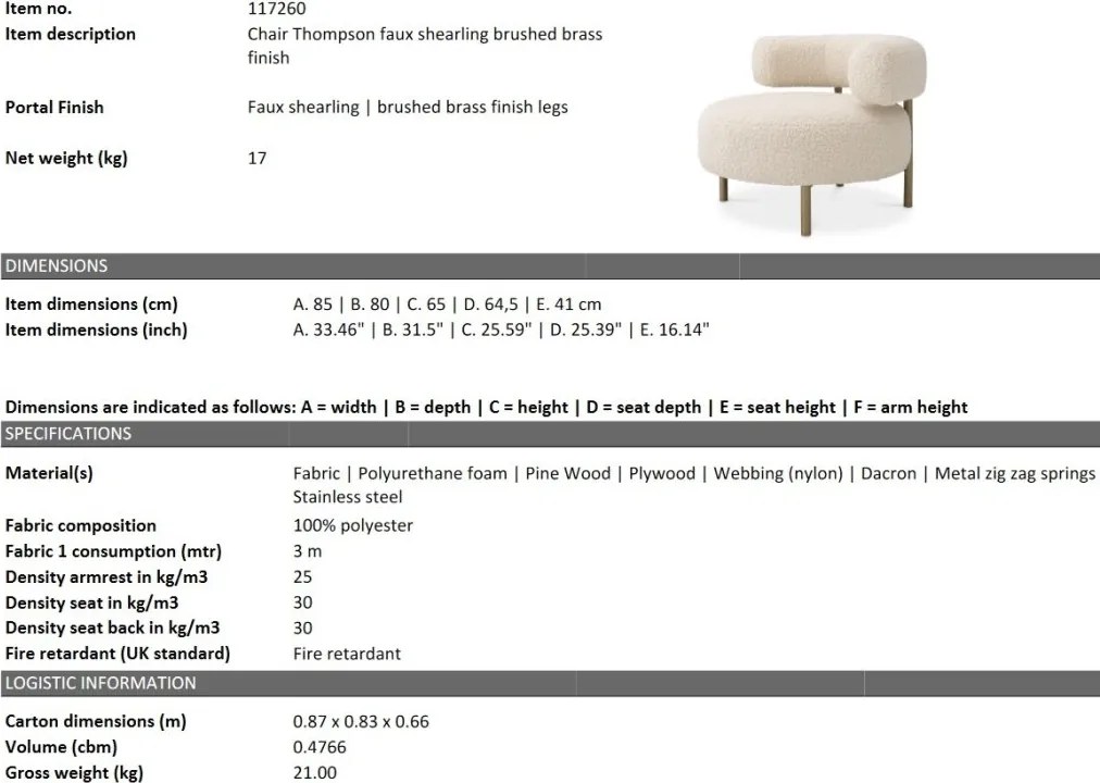 Fotoliu design LUX Thompson, Lyssa Faux shearling