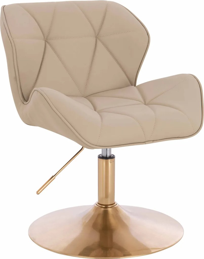 HR111N Scaun Crem Piele Ecologica Premium Soft cu Bază Aurie