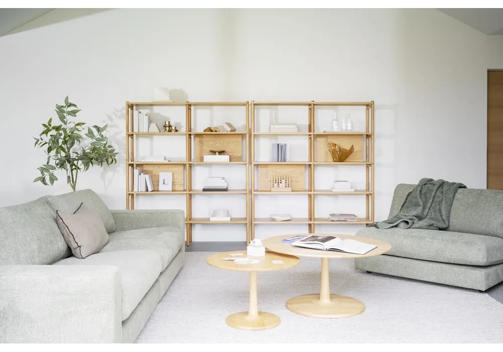 Măsuță de cafea natural rotundă cu aspect de lemn de stejar 90x90 cm Hobart – Rowico